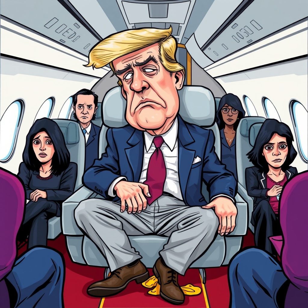 donarrhea trump craps his pants on Air Force One.